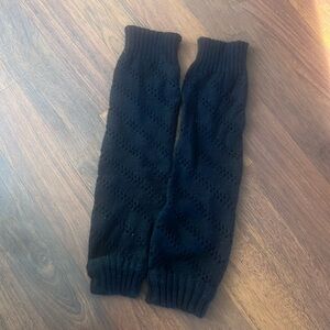 Black Knit Eyelet-Detail Legwarmers (OS)